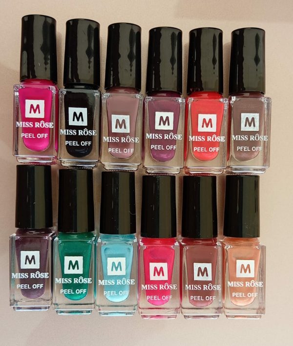 Pack Of 12 Peel Off Miss Rose Nail Paints