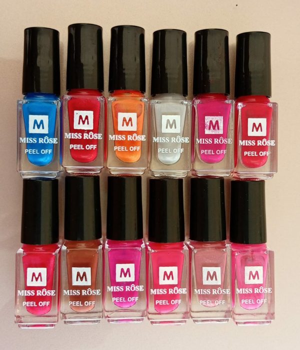 Pack Of 12 Peel Off Miss Rose Nail Paints