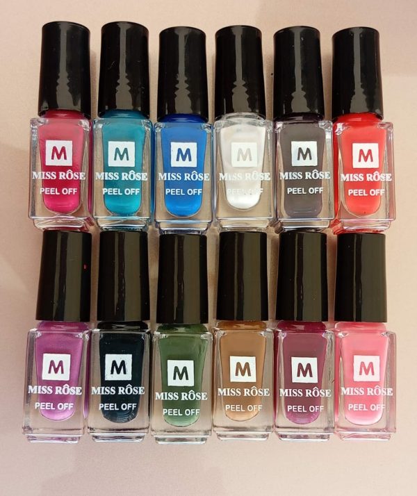 Pack Of 12 Peel Off Miss Rose Nail Paints