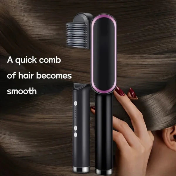 Electric Hair Straightening & Curling Comb/brush – Dual-purpose Professional Hair Styler, Non-damaging Splint, | 2 In 1 Hair Straightener