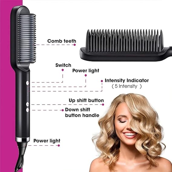Electric Hair Straightening & Curling Comb/brush – Dual-purpose Professional Hair Styler, Non-damaging Splint, | 2 In 1 Hair Straightener