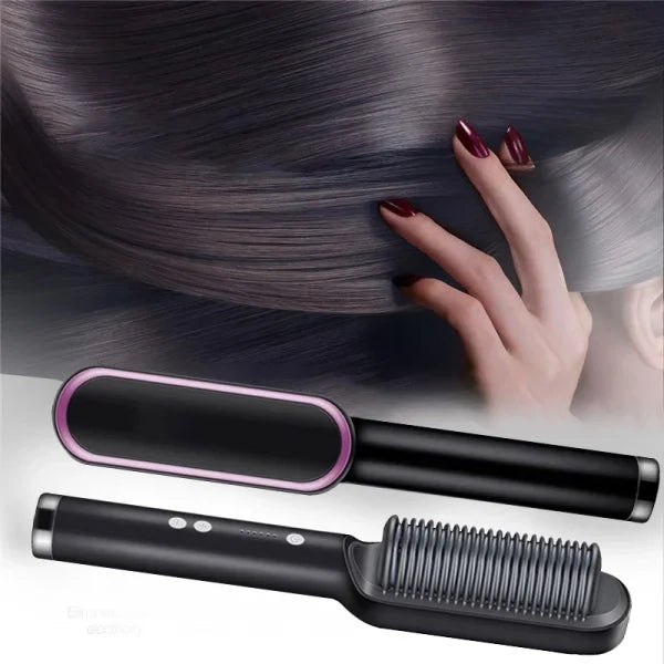 Electric Hair Straightening & Curling Comb/brush – Dual-purpose Professional Hair Styler, Non-damaging Splint, | 2 In 1 Hair Straightener