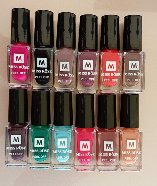 Pack Of 12 Peel Off Miss Rose  Nail Paints