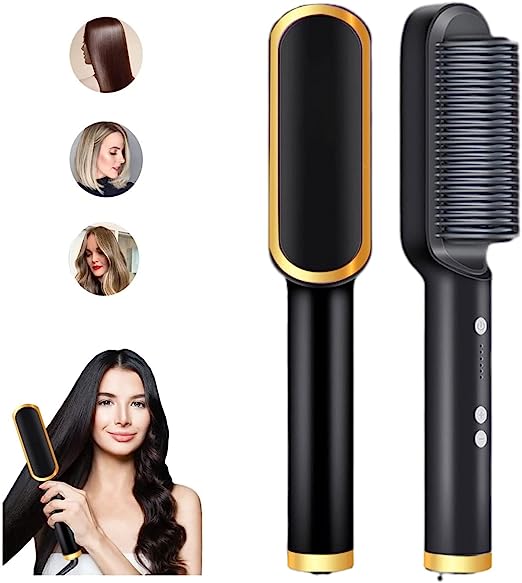 Electric Hair Straightening & Curling Comb/brush – Dual-purpose Professional Hair Styler, Non-damaging Splint, | 2 In 1 Hair Straightener