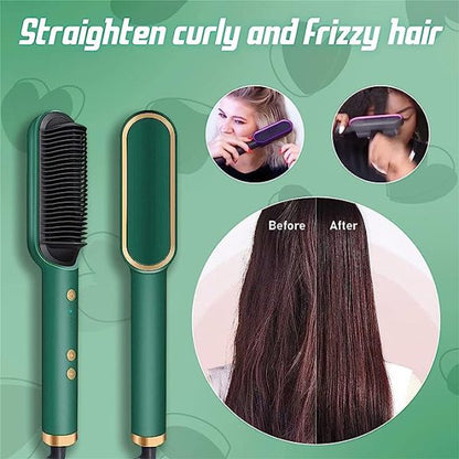 Electric Hair Straightening & Curling Comb/brush – Dual-purpose Professional Hair Styler, Non-damaging Splint, | 2 In 1 Hair Straightener