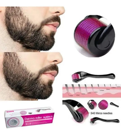 Derma Roller Facial & Hair Therapy Micro-needle 540 Hair Regrowth Beard Growth Anti Hair Loss Treatment Thinning