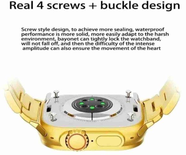 Hk9 Ultra Smart Watch With Metal Golden Strip