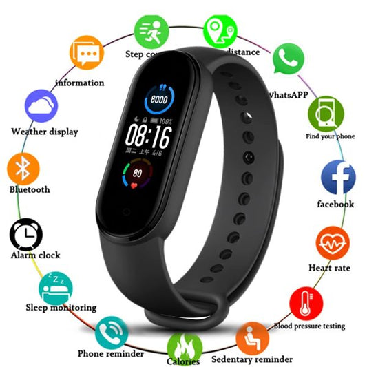 M5 Band Sport Wristband Blood Pressure Monitor Heart Rate For Android And Ios With Fitpro App | Best Quality Band ( Black )