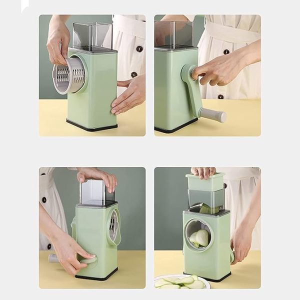 Multifunctional Manual Rotary Vegetable Cutter | Cheese Grater With Handle Durable Mandolin Slicer With Suction Base