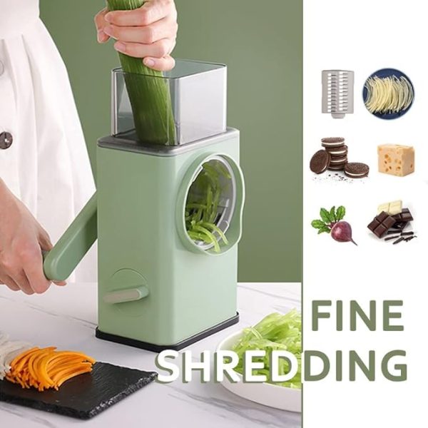 Multifunctional Manual Rotary Vegetable Cutter | Cheese Grater With Handle Durable Mandolin Slicer With Suction Base