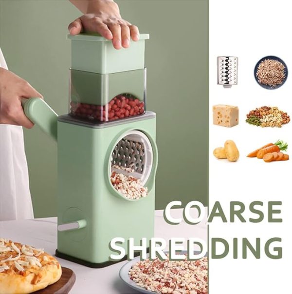 Multifunctional Manual Rotary Vegetable Cutter | Cheese Grater With Handle Durable Mandolin Slicer With Suction Base