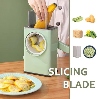 Multifunctional Manual Rotary Vegetable Cutter | Cheese Grater With Handle Durable Mandolin Slicer With Suction Base