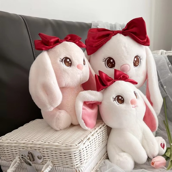 Princess Style Bow Bunny Rabbit Plushie | Fluffy & Soft Stuffed Animal Plush Toy For Kids – 22 Cm (random Color)