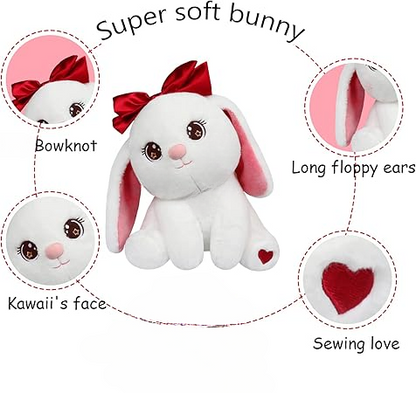 Princess Style Bow Bunny Rabbit Plushie | Fluffy & Soft Stuffed Animal Plush Toy For Kids – 22 Cm (random Color)